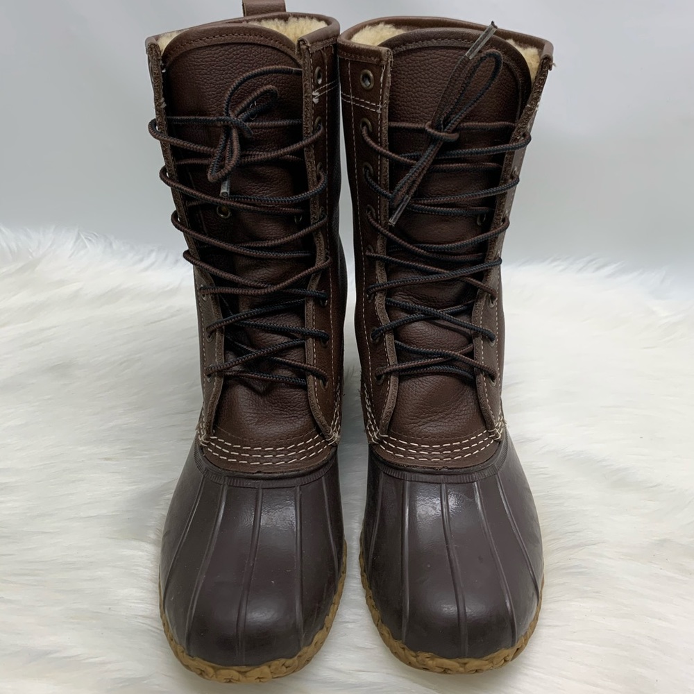 LL Bean Shearling Fur Lined Duck Boots Brown